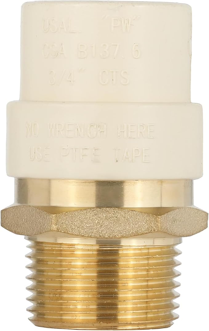 EFIELD 3/4"CPVC X 3/4"Male Thread NPT Transition Coupling, Brass Adapter Pipe - Image 5
