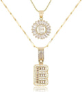 Letter Necklace 14k Gold Plated Bling Dainty Necklaces Trendy Chunky Custom Name Necklace Personalized Round Circle Pendant Zirconia Letters Name Crystal Jewelry Gifts for Women