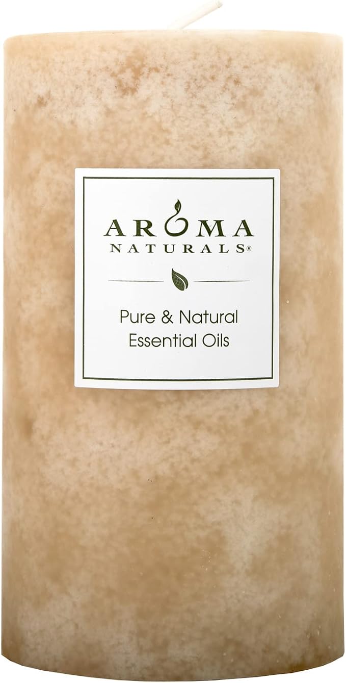 Aroma Naturals Ginger and Clove Essential Oil Beige Scented Pillar Candle by Aroma+Naturals