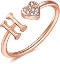 Valentines Day Gift Initial Rings for Teen Girls - S925 Heart Sterling Silver Rings for Teen Girls | 14K Gold/Rose Gold/Sterling Silver Plated Ring for Girls Kids Women Ring for Teenager Girls Gifts Adjustable, No Tarnish, Hypoallergenic