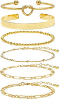 6 Pcs Chic Gold Bracelets for Women 14K Gold Plated Stack Bracelets for Women Stackable Bracelets for Women Fashion Jewelry