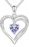 925 Sterling Silver Heart Necklace for Women Birthstone Necklace Silver Jewelry for Womens Jewelry Gifts for Women Her Mom