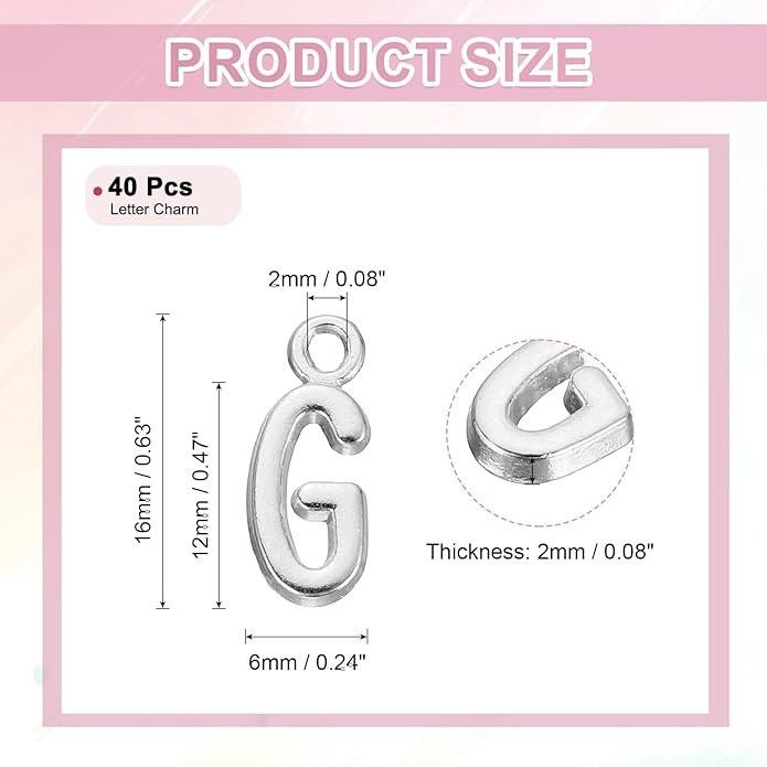 uxcell Letter Charm, Alloy Letter Initial Alphabet Charm for DIY Crafts Jewelry Making Bracelet Earrings Necklace