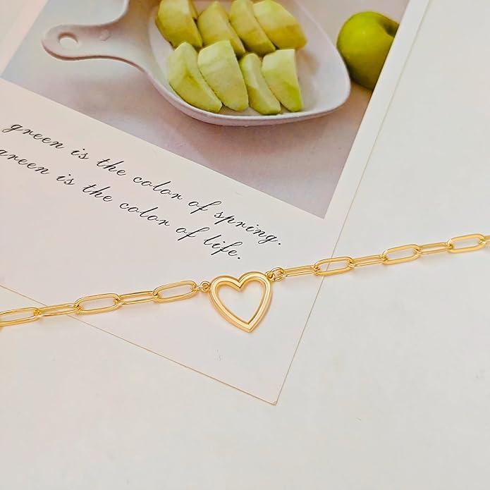 OGD Heart Necklace for Women, 14K Gold Plated Layered Tiny Puffy Heart Pendant Necklace Cute Chunky Heart Choker Necklace Simple Gold Necklace Jewelry for Women Trendy Gift