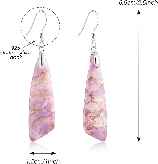SELOVO Jasper Stone Earrings for Women Trendy Dangle Earrings Fishhook Drop Earrings
