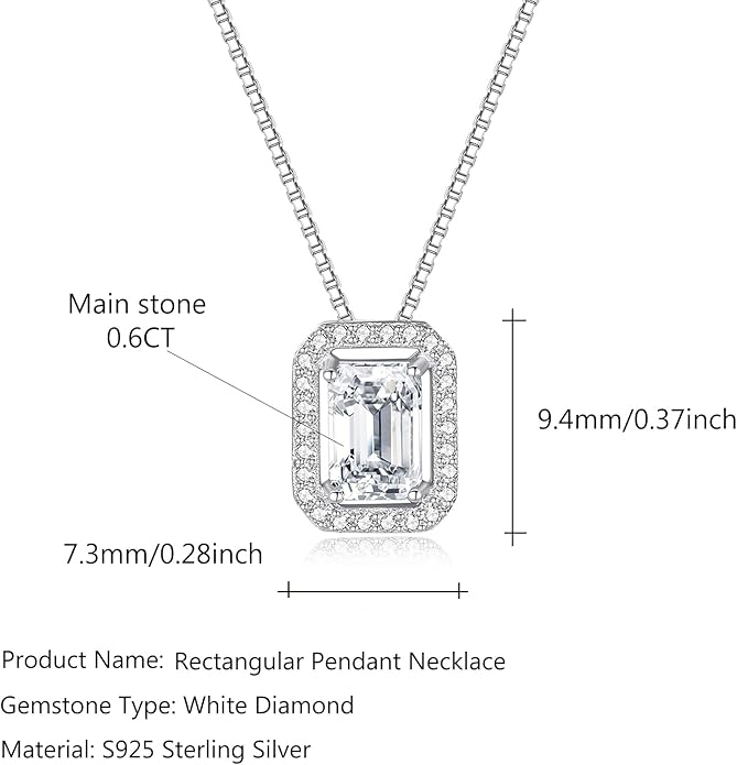 S925 Sterling Silver 0.6ct VVS1 D-Color Diamond Pendant Necklace for Women, Ideal Valentine's Day Gift for Wife