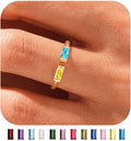 WFYOU Gold Birthstone Rings for Women - Non Tarnish Dainty 14K Gold Plated Stackable CZ Rings for Her & Couples - Personalized Jewelry Gift for Birthday