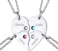 FindChic Personalized Matching BFF Necklace for 2/3/4/5/6 Puzzle Name Heart Pendant Stainless Steel Couple Necklace Set Customized Necklaces for Teen Girls