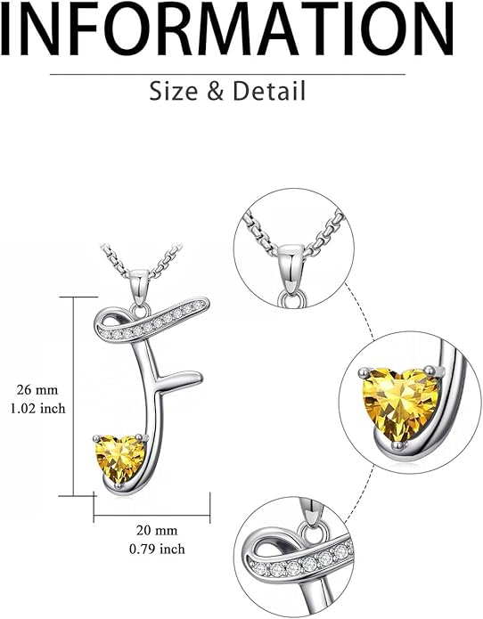 Valentines Day Gifts for Women Alphabet A to Z Initial Birthstone Pendant Necklaces for Women - 18k White Gold Plated Personalized Name Jewelry Valentine Mothers Day Birthday Gifts for Women Her Girlfriend