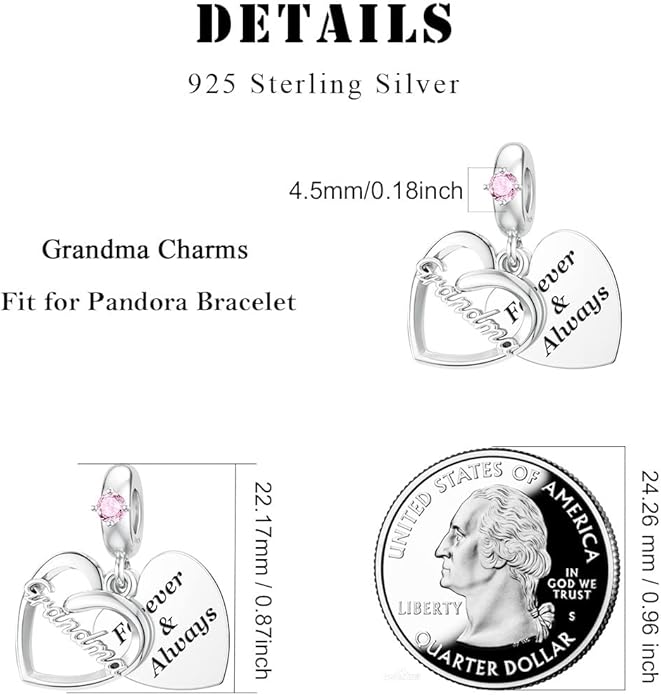 DALARAN Sister Mother Daughter Wife Charms for Bracelet Forever Always Love Charm for Birthday Christmas Sterling Silver Dangle Charm