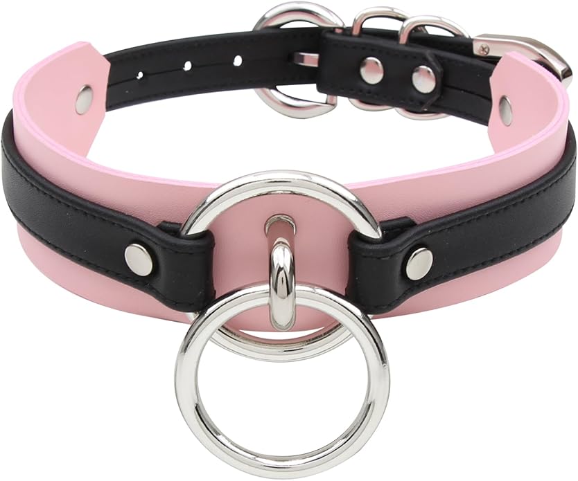 Lookook Fashion O-Ring Faux Leather Choker Necklaces Collar For Womens
