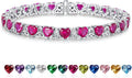 Birthstone Tennis Bracelets for Women, 925 Sterling Silver Heart Shaped Celtic Trinity Knot, 7 Inch Charm Trendy Hypoallergenic Anniversary Birthday Gifts for Her