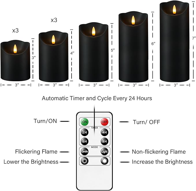 Nimiko Flameless Candles with Remote, Battery Operated Flickering Flameless - Image 5