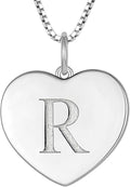 YL Initial Necklace 925 Sterling Silver Square/Round/Heart Letter Pendant A-Z Alphabet Polished Jewelry for Women