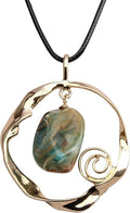 GelConnie Boho Necklaces for Women Vintage Silver Circles Long Pendant Necklace Cowgirl Sweater Necklace Adjustable Leather Choker Necklace for Women