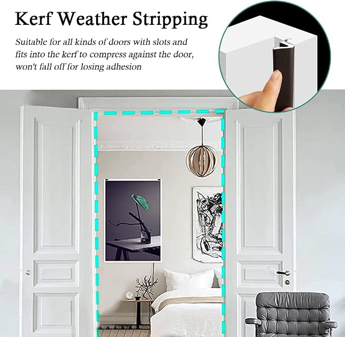 LSGCQ Kerf Weather Stripping for Door Seal Strip, 26 Ft, Front Door Seal Strip - Image 5