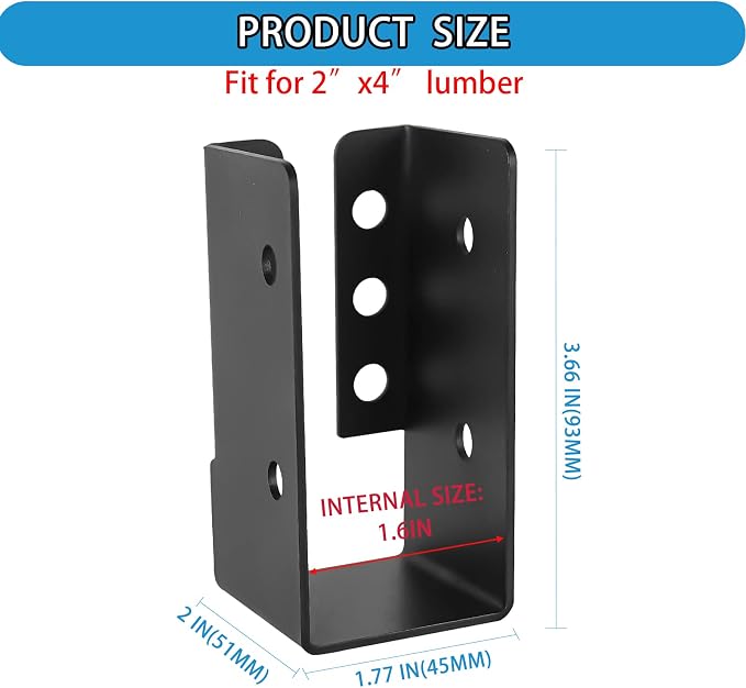 2x4 Joist Hanger 16PCS, Outdoor Trim Concealed-Flange Joist Bracket | Railing - Image 2