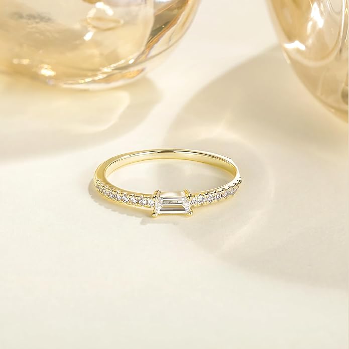 TIGRADE 1.5mm Eternity Ring Baguette Cubic Zirconia Anniversary Ring CZ Pave Wedding Band for Women Size 3-12