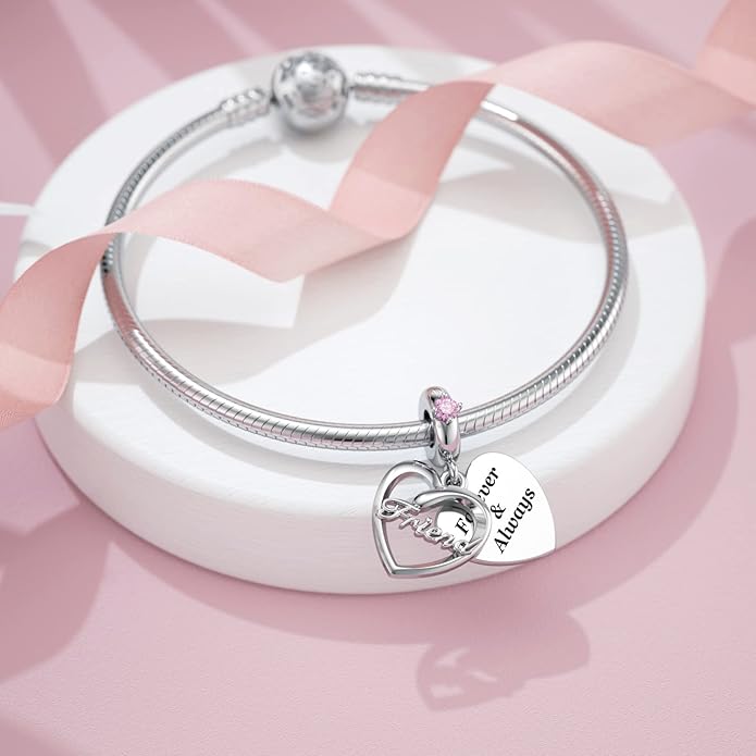 DALARAN Sister Mother Daughter Wife Charms for Bracelet Forever Always Love Charm for Birthday Christmas Sterling Silver Dangle Charm