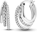 Parmuz 925 Sterling Silver Huggie Hoop Earrings Butterfly Posts Thick Chunky Hoops for Women Small Tiny cuff Cubic Zirconia Snake Heart Earring