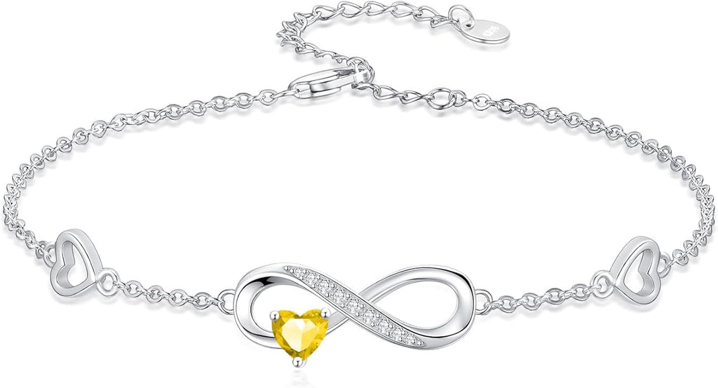 Dorunmo Infinity Heart Anklet Bracelet for Women 925 Sterling Silver Adjustable Infinity Birthstone Bracelet Friendship Jewelry Gifts for Women Birthday Christmas