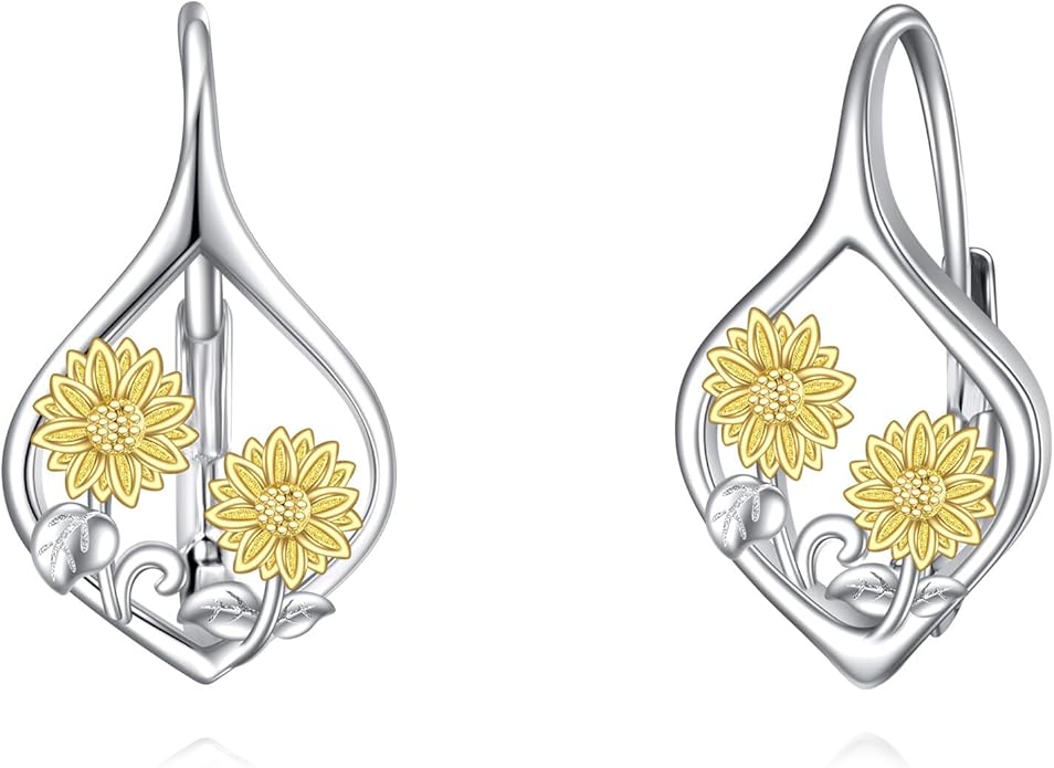 VONALA Flower Earrings for Women 925 Sterling Silver Rose/Lotus/Scottish Thistle/Tulip/Lilac/Mushroom/Pineapple Dangle Drop Earrings Flower Jewelry Gifts for Women Girls Birthday Gifts