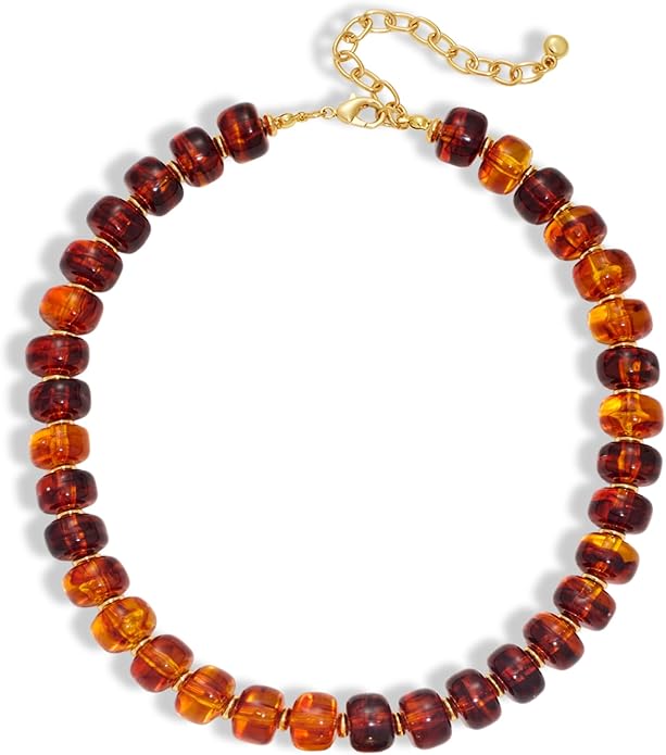 LILIE&WHITE Resin Chunky Beaded Necklace for Women Minimalistic Modern Statement Necklace Jewelry Accessories