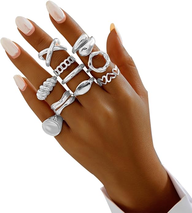 Sora Tuki Rings for Women Chunky Rings Set Adjustable Stackable Ring for Women Bold Thick Statement Ring Trendy Chunky Jewelry