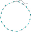 Created Turquoise Necklace for Women 14K Gold Plated Beaded Heart Choker Boho Necklaces Handmade Beach Summer Everyday Western Jewelry Gifts