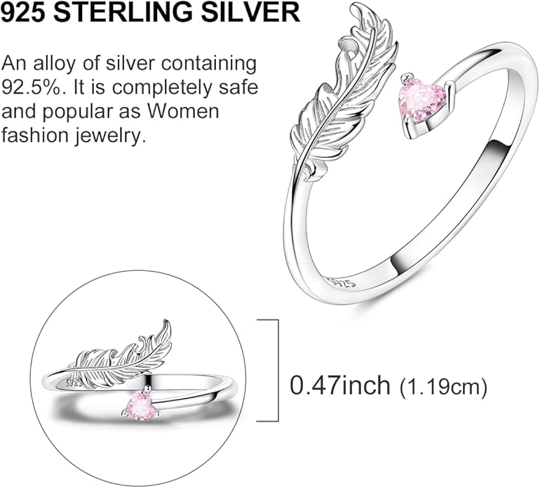 Parmuz 925 Sterling Silver Adjustable Ring for Woman Stackable Open Lucky Ring Eternity Bands Dainty CZ Statement Engagement