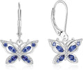 Women's Butterfly Leverback Dangle Earrings 925 Sterling Silver 5A Cubic Zirconia Jewelry for Valentine Mother's Day Birthday Gifts for Her