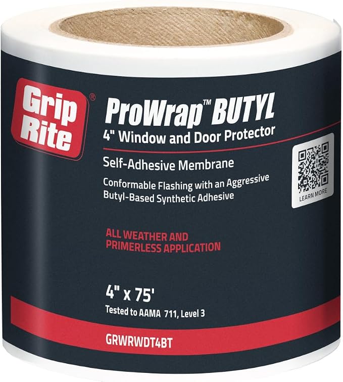 Grip-Rite GRWRWDT4BT, Butyl Window & Door Wrap, Superior Waterproofing by Grip-Rite