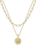 Yoosteel Valentines Gifts for Women Her - Gold Layered Initial Necklaces for Women 14K Gold Plated Dainty Layering Paperclip Link Chain Necklace Coin Initial Necklace Birthday Gifts for Teen Girls