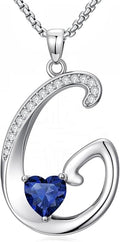 Valentines Day Gifts for Women Alphabet A to Z Initial Birthstone Pendant Necklaces for Women - 18k White Gold Plated Personalized Name Jewelry Valentine Mothers Day Birthday Gifts for Women Her Girlfriend