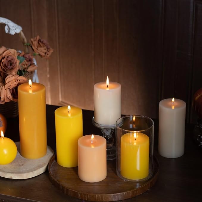 MOZEAL 3" x 4" Hand-Poured Unscented Candle, Dripless Pillar Candle Set of 3 - Image 6