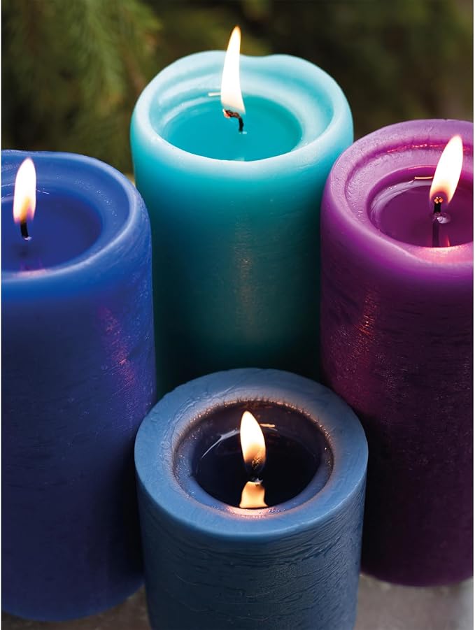 Light Turquoise Pillar Candles 3x8 Inch – Set of 2 Unscented Dripless Large - Image 8
