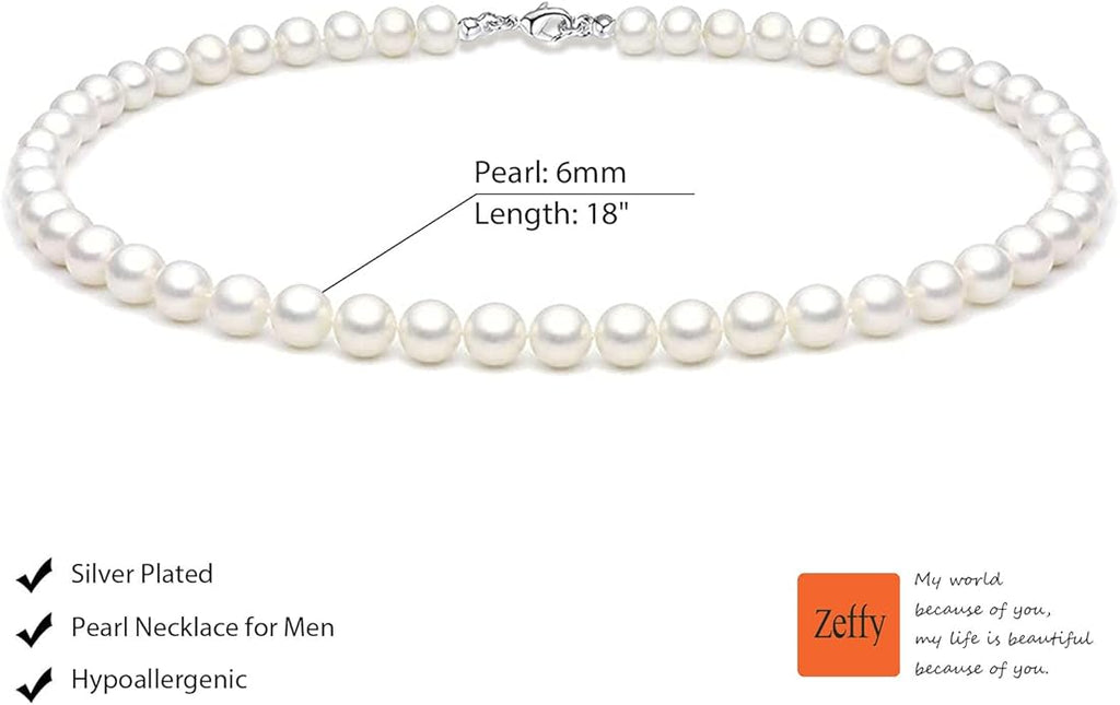 Zeffy Pearl Necklace 4MM/6MM/8MM Dainty Round Imitation Pearl Choker Necklace Wedding Pearl Necklace Delicate Jewelry for Women Simple Bridesmaid Jewelry Gifts