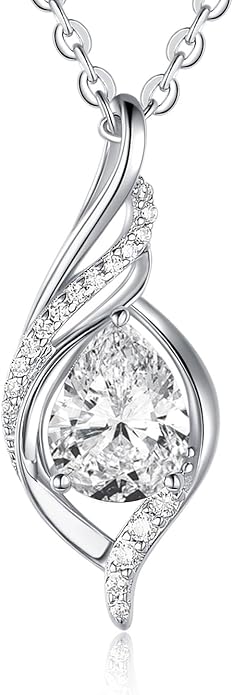 Birthstone Necklaces for Women Infinity Pendant S925 Sterling Silver Teardrop Pendant Necklace Anniversary Birthday Gifts for Women Wife Christmas Gifts for Her Mom Lady
