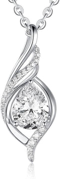 Birthstone Necklaces for Women Infinity Pendant S925 Sterling Silver Teardrop Pendant Necklace Anniversary Birthday Gifts for Women Wife Christmas Gifts for Her Mom Lady