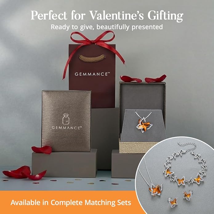 Valentine's Day Gift Butterfly Birthstone Crystal Necklace, Silver Tone with 18”+2” Chain, Necklace for Mother’s Day Anniversary Birthday Gifts for Women and Daughter