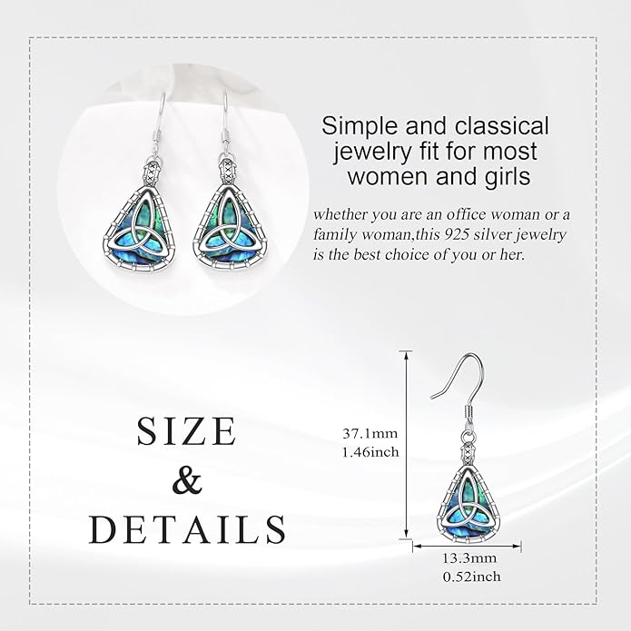 Abalone Shell Dangle Drop Earrings for Women 925 Sterling Silver Filigree Bohemian Earrings Jewelry Gift