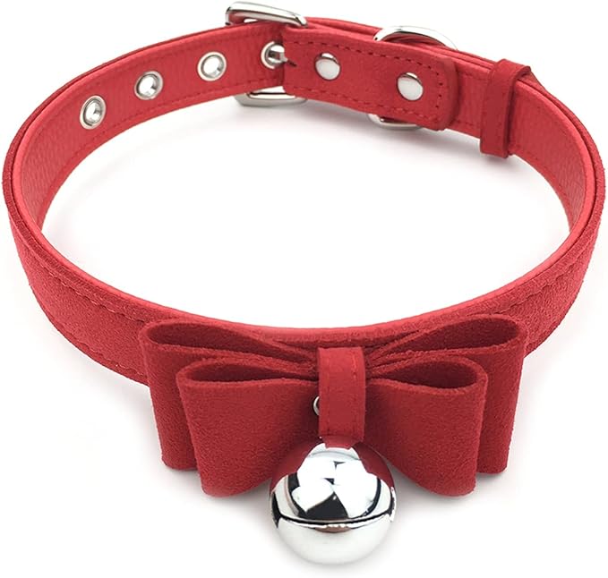 Destiny Love Bell Padlock Choker Collar Necklace Lolita Bow Collar Cat Kitty Velvet Necklace with Heart Lock and Key with Box for Women and Men