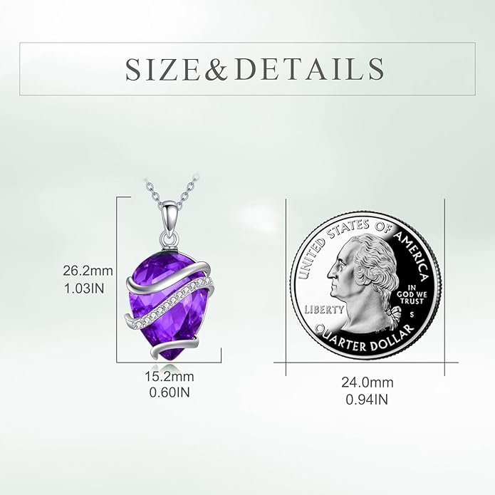 Birthstone Necklace for Women Sterling Silver Teardrop Pendant Necklace Birthday Jewelry Gift for Women