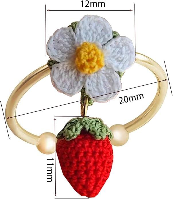 Wedding Band Promise Ring for Her Crochet Statement Cute Ring Size Adjustable Sturdy Unique Ring for Birthday Gift Valentine’s Day Gift