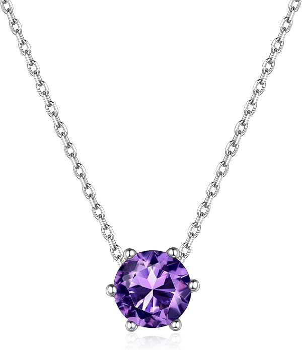 ChicSilver 925 Sterling Silver 12 Months Sparkling Round Cut Created Birthstone Pendant Necklace, 16 Inch Rolo Chain