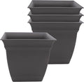 The HC Companies Eclipse Square Planter Pot, 6 Inch, Warm Gray, Attached Saucer by TheHCCompanies