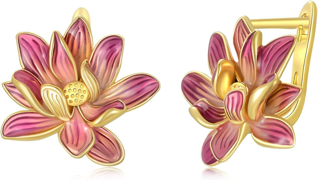VONALA Flower Earrings for Women 925 Sterling Silver Rose/Lotus/Scottish Thistle/Tulip/Lilac/Mushroom/Pineapple Dangle Drop Earrings Flower Jewelry Gifts for Women Girls Birthday Gifts