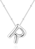 Inerney Valentines Day Gifts Gold Bubble Letter Necklace Initial Necklaces for Women, Chunky 14K Plated Balloon Initials, Trendy Charm Non Tarnish Custom Name Pendant Jewelry Gifts for Mom
