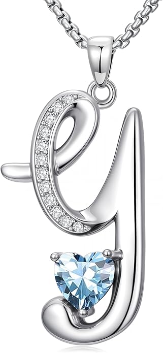 Valentines Day Gifts for Women Alphabet A to Z Initial Birthstone Pendant Necklaces for Women - 18k White Gold Plated Personalized Name Jewelry Valentine Mothers Day Birthday Gifts for Women Her Girlfriend