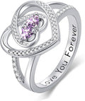 Valentine's Day Gifts for Women Birthstone Rings for Women Heart Statemet Engagement Eternity Wedding Promise Rings Jewelry Anniversary Christmas Valentine Mothers Day Birthday Gifts for Wife Her Girlfriend